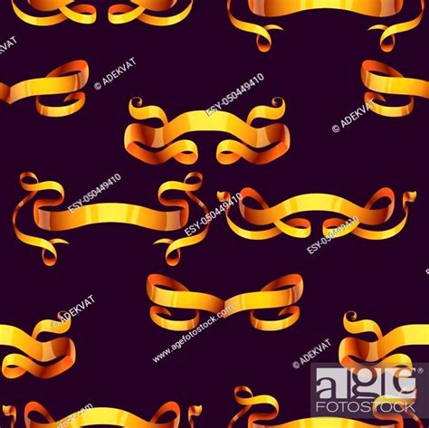 Ribbons Realistic Gold Vector Tape Flag Banner With Stitch Band Detailing For Your Design