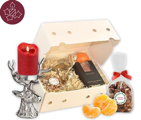 Weihnachtsgeschenk Hirschkopf Geschenkbox Hansen Obst