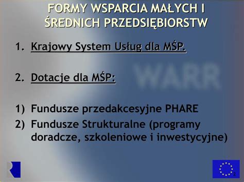 PPT FORMY WSPARCIA MAŁYCH I ŚREDNICH PRZEDSIĘBIORSTW PowerPoint