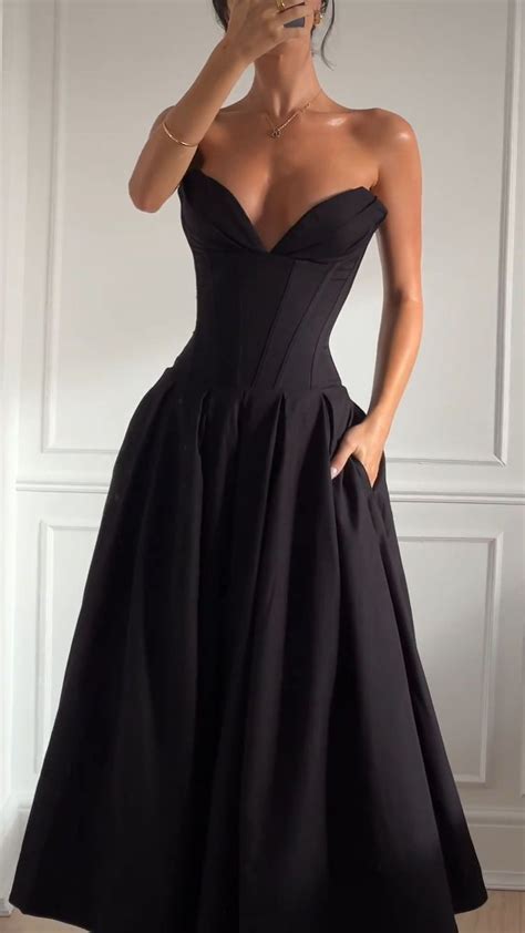 Solid Strapless Pleated Backless Chest Wrap A Line Dress Video In 2024 Party Dress Backless