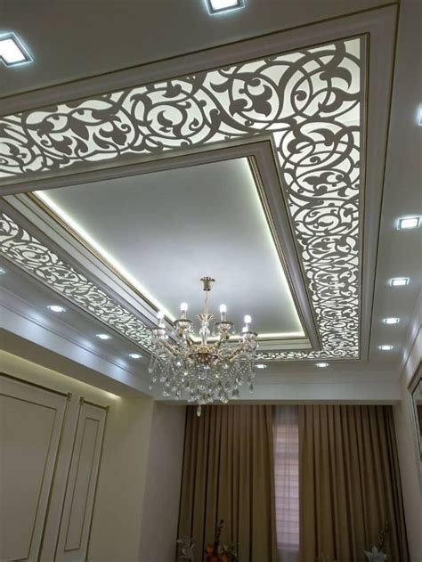 Luxury Pop Ceiling Design With Chandelier