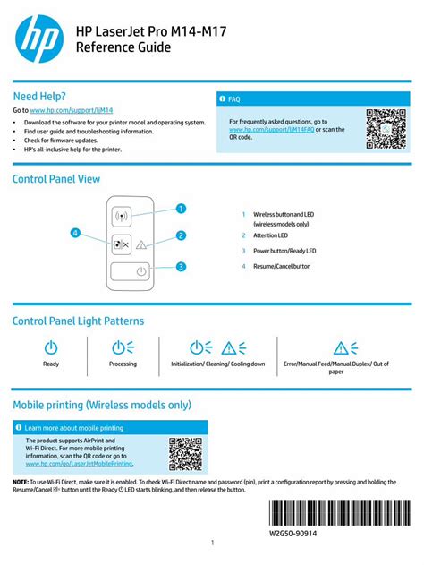 Pdf Hp Laserjet Pro M14 M17 Reference Guide Wireless Connection Setup Troubleshooting Note