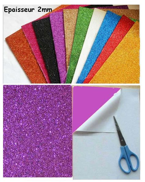 Papier Mousse Autocollante Paillettes Violet Mm