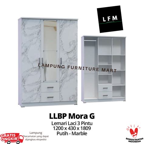 Jual Lemari Pakaian Kayu 3 Pintu Olympic Llbp Mora G Marble Lfm