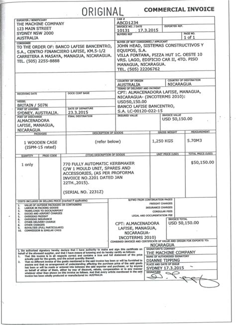 Please Read The Commercial Invoice Below And Answer Chegg