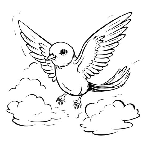 Paloma Volando En El Cielo Ilustraci N Vectorial En Blanco Y Negro