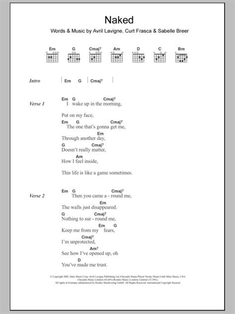 Naked By Avril Lavigne Guitar Chords Lyrics Guitar Instructor