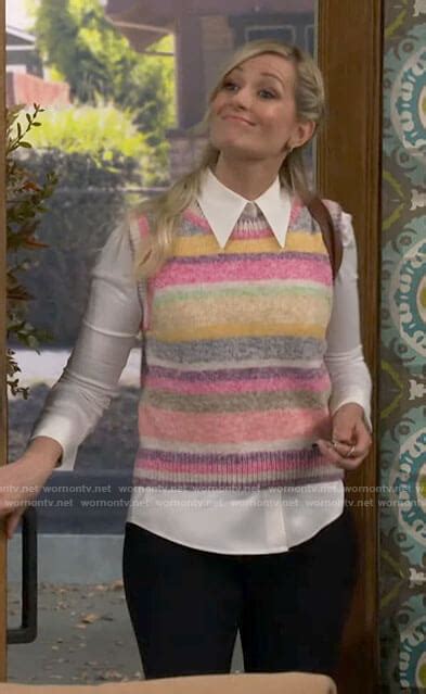 WornOnTV Gemmas Striped Sweater Vest On The Neighborhood Beth Behrs