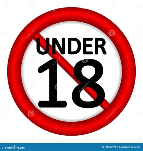 18 age restriction sign. stock illustration. Illustration of round - 121597976