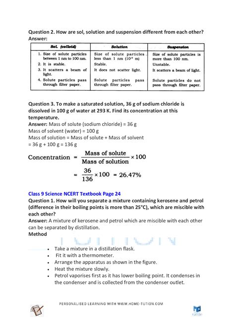 Ncert Solutions For Class 9 Science Chapter 2 Is Matter Around Us Pure