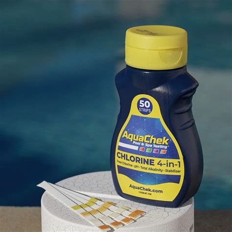 Aquachek Yellow Chlorine 4 In 1 Test Strips 100 Strips