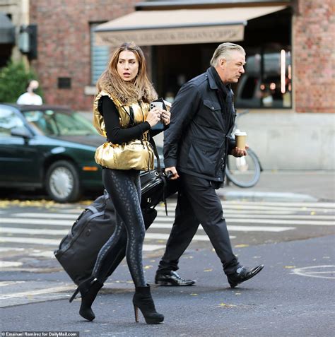 Hilaria Baldwin Steps Out In Electric Metallic Leggings With Alec Hours