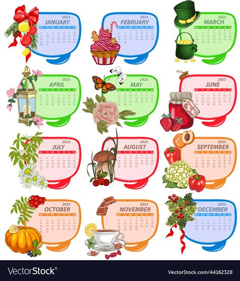 Calendar 2023 with nature Royalty Free Vector Image