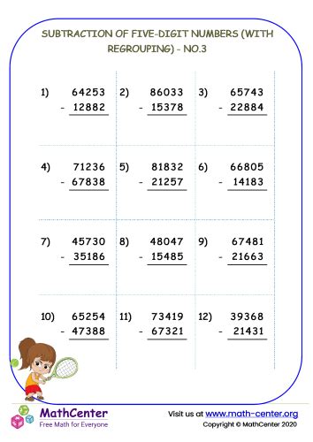 Digit Subtraction With Regrouping Skoolon Worksheets Library