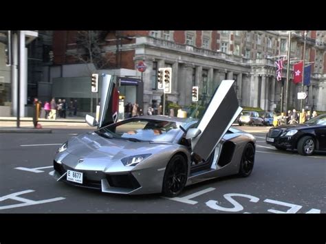 Blue Lambo Aventador Doors Up