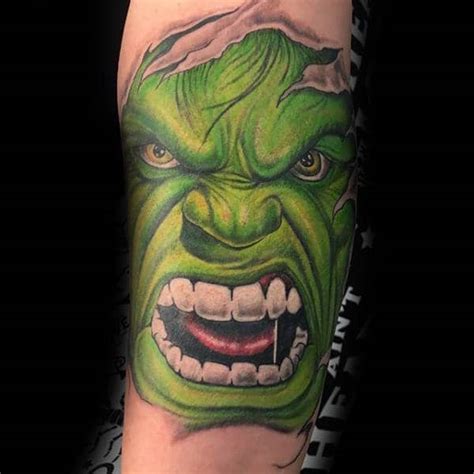 100 Incredible Hulk Tattoos For Men - Gallant Green Design Ideas