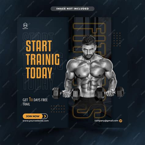 Premium PSD | Gym start training today social media post design template