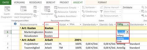 Microsoft Project Kosten Eintragen Manuelles Verteilen Von Kosten