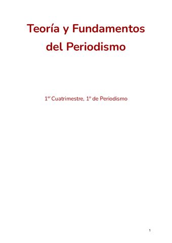 Teoria Y Fundamentos Del Periodismo Pdf