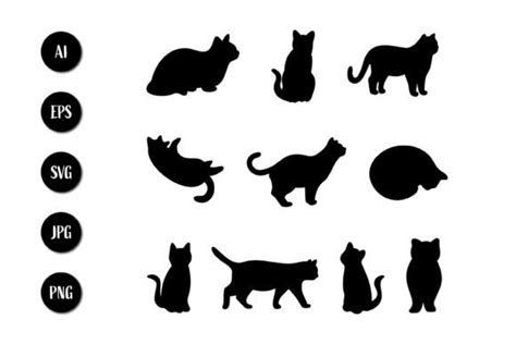 Collection Of Vector Silhouette Cats Graphic By Sabavector Creative