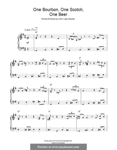 One Bourbon, One Scotch, One Beer by J.L. Hooker - sheet music on MusicaNeo