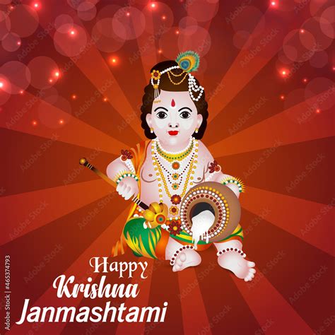 Happy janmashtami indian festival celebration background Stock Vector ...