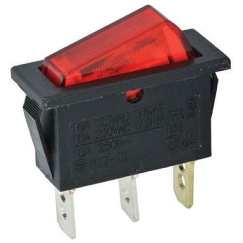 1pc Sci R13 70 Spst On Off Red Illuminated Rocker Switch 16a125v 10a