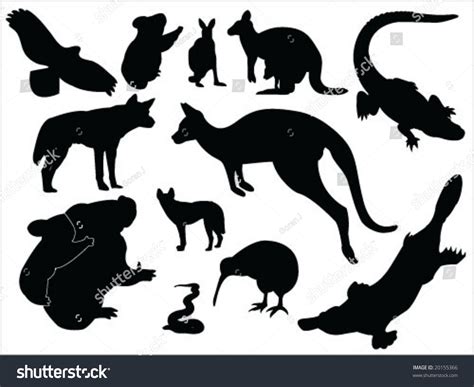 Australian Animals Silhouette Collection Stock Vector (Royalty Free ...