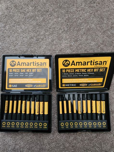 Amartisan Pack Hex Head Allen Wrench Drill Bit Set Metric And Sae