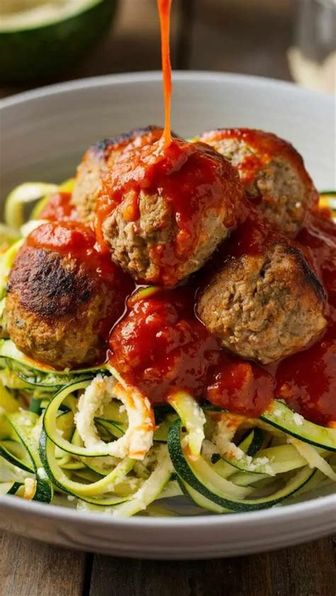 Turkey Meatballs With Zucchini Noodles Healthy Delicious