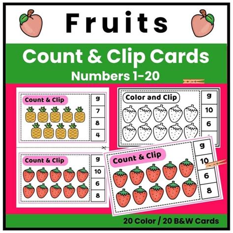 fruit counting  clip cards numbers   fine motor math center