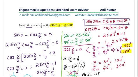 Trigonometric Equation With Half Angle Formula Sinx Cosx 2 0 YouTube