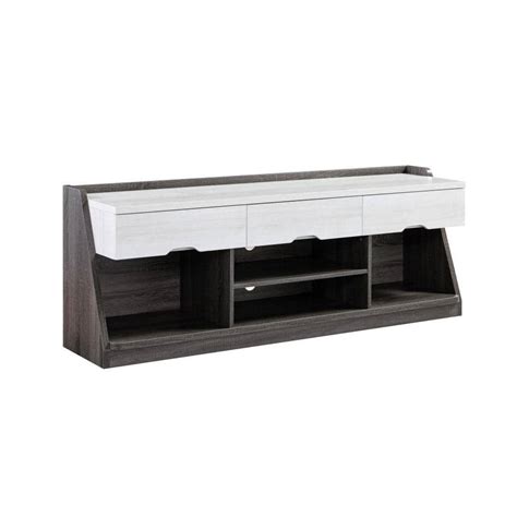 Benjara 62 In White And Gray Wood TV Stand Fits TVs Up To 65 In With