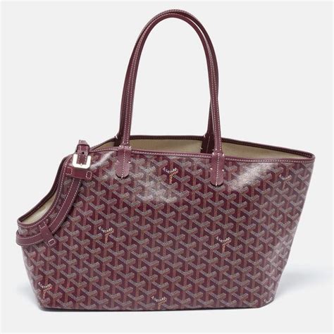 Goyard Burgundy Goyardine Coated Canvas And Leather The Chien Gris Bag