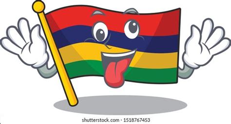 Grinning Flag Mauritius Hoisted Above Cartoon Stock Vector Royalty Free 1518767522 Shutterstock