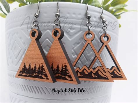 Mountain Earrings Svg Mountain Earring Svg For Glowforge Glowforge