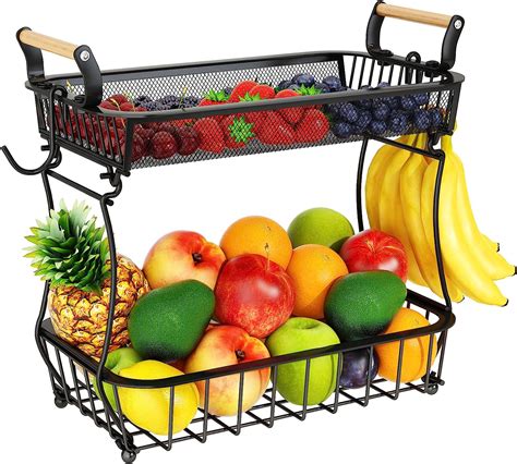 Miyawell Fruit Basket Tier Fruit Bowl With Banana Hanger Kitchen