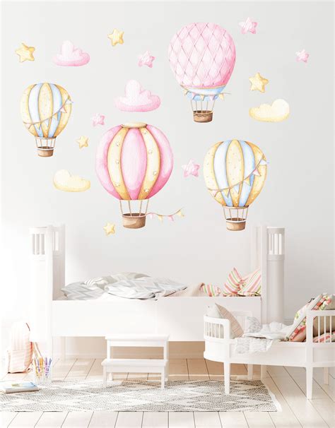 Hot Air Balloon Nursery Wall Decal Watercolor Hot Air Balloons Wall