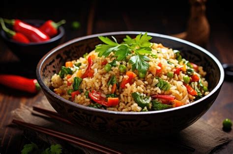 Premium Photo Asian Vegetable Fried Rice In A Bowl