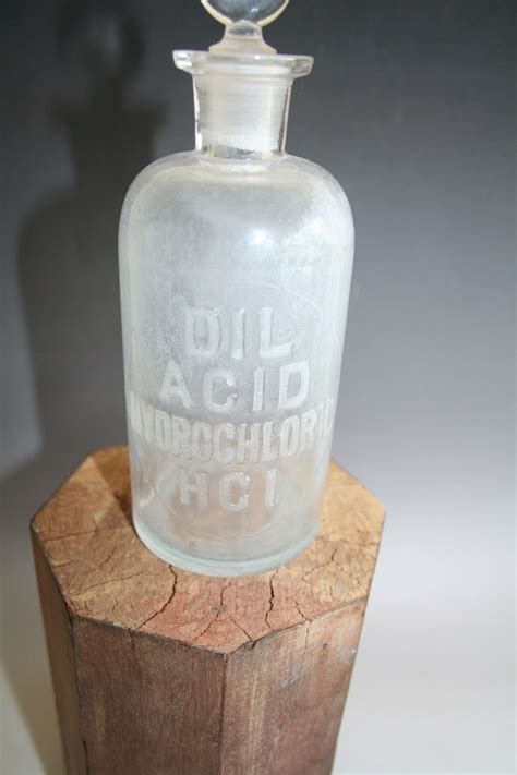 Vintage Acid Hydrochloric Glass Bottle Apothecary Chemist Laboratory Pharmacy Etsy