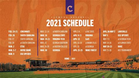 Clemson Tigers Baseball Schedule Released - Sports Illustrated Clemson ...