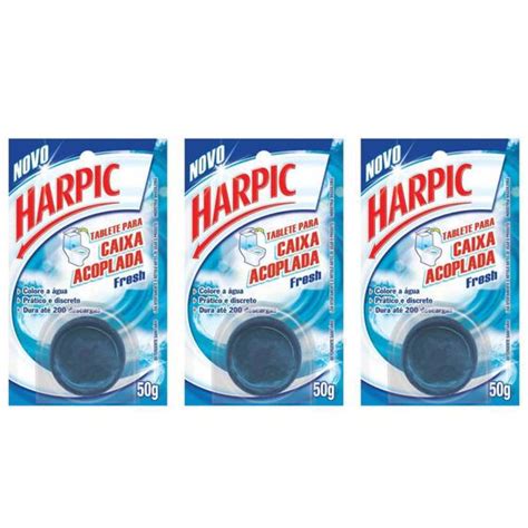 Harpic Bloco De Caixa Acoplagem Azul 50g Kit C 03 Hapic Pedra