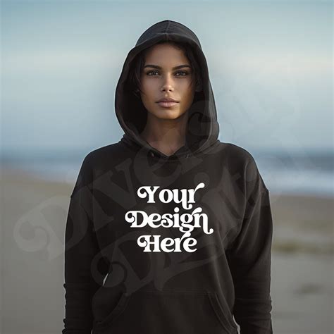 Gildan 18500 Mockup Gilden Hoodie Mockup 18500 Black Mockup Back Hoodie Mockup Beach Hoodie