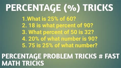 Percentage Problem Tricks Percentage Tricks Fast Math Tricks Youtube