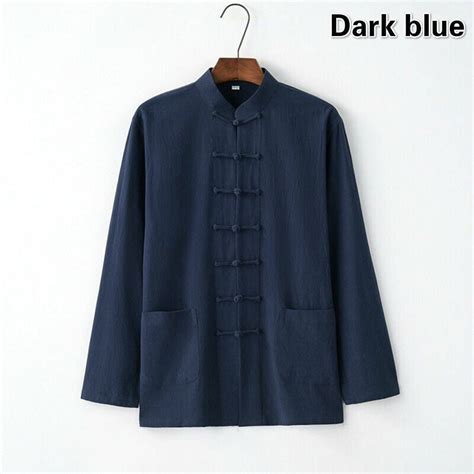 Chinese Mens Tops Long Sleeve Frog Button Tang Suits Cotton Linen Kung