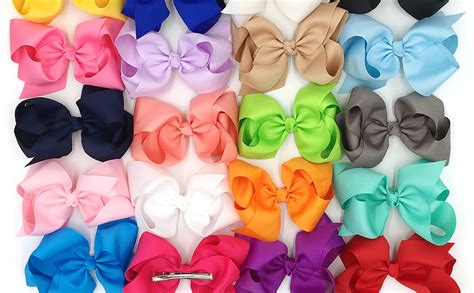 Alinmo 40 Colors 6inch Hair Bows Clips Large Big Grosgrain