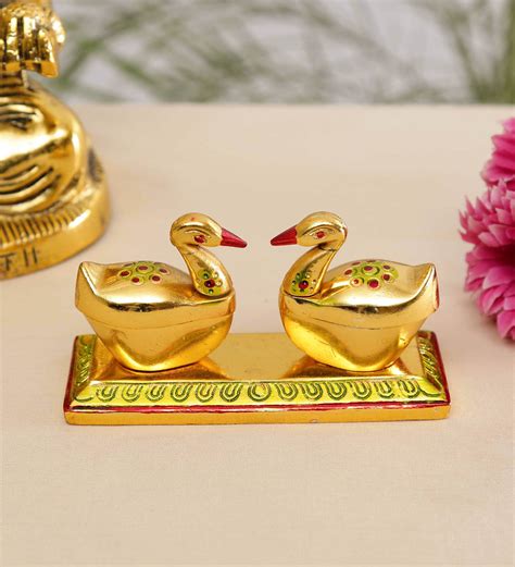 Buy Gold Metal Swan Shaped Haldi Kumkum Holder At Off By