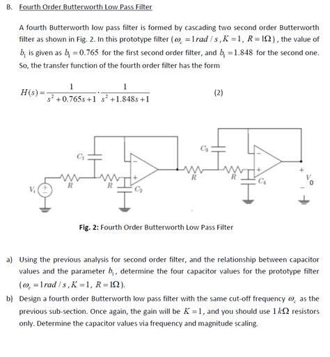 Solved B Fourth Order Butterworth Low Pass Filter A Fourth Chegg