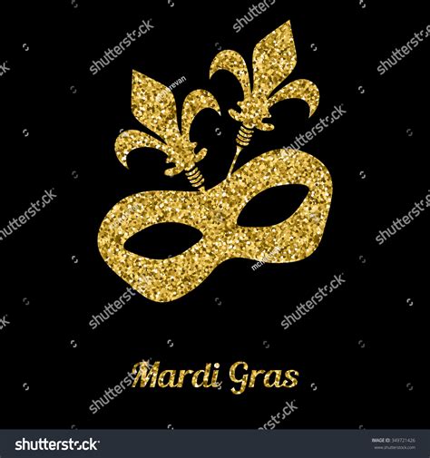 Mardi Gras Mask Gold Glitter Stock Vector (Royalty Free) 349721426 | Shutterstock