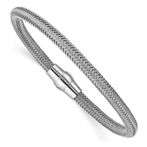 Core Silver Sterling Silver Polished Rhodium Plated Magnetic Mesh